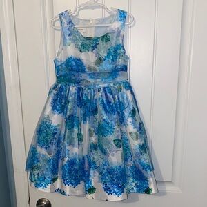 Floral Blue and White Kids Dress